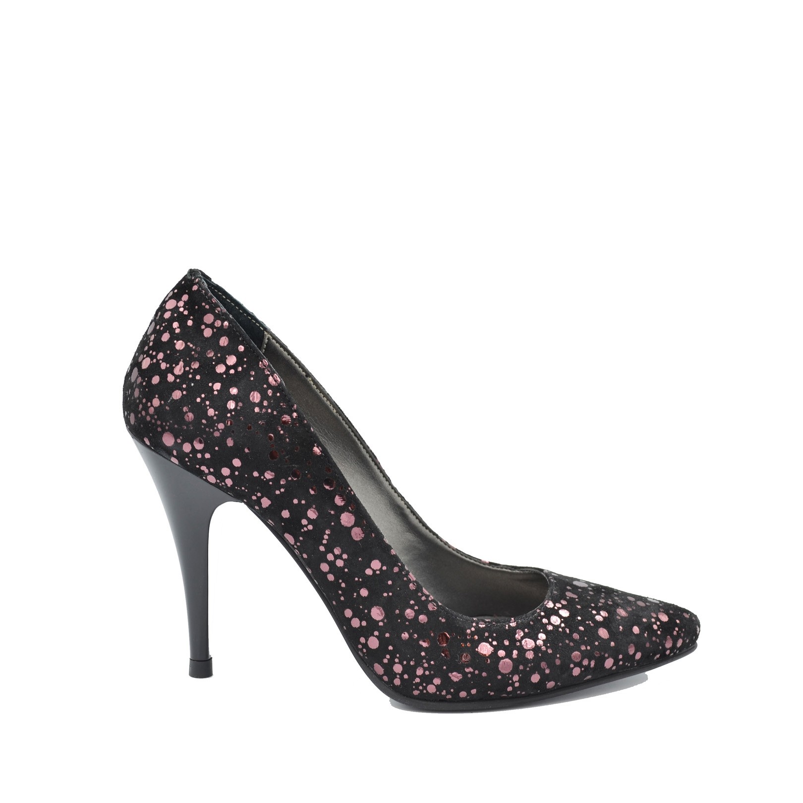 Pantofi Stiletto piele naturala negru + roz Nicolette